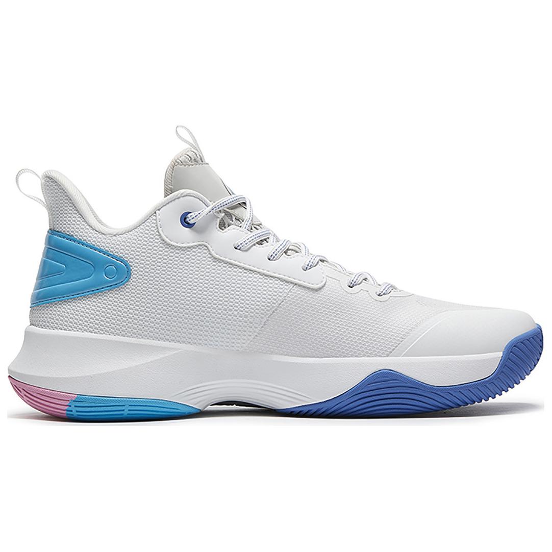 QIAODAN Slip Resistant Abrasion Resistant Low top Basketball Shoes Men’s White Blue