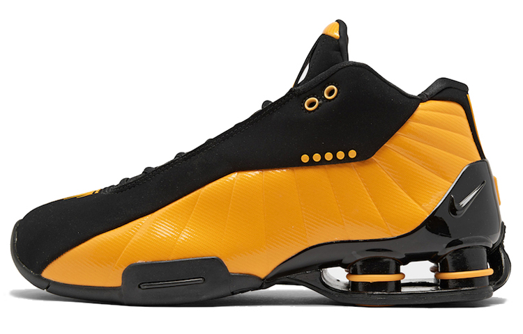Nike Shox BB4 series University Gold Fashionable and versatile, non-slip and lightweight, mid-top basketball shoes, same style for men and women, black gold