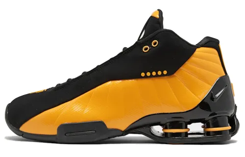 Nike Shox BB4 series University Gold Fashionable and versatile, non-slip and lightweight, mid-top basketball shoes, same style for men and women, black gold