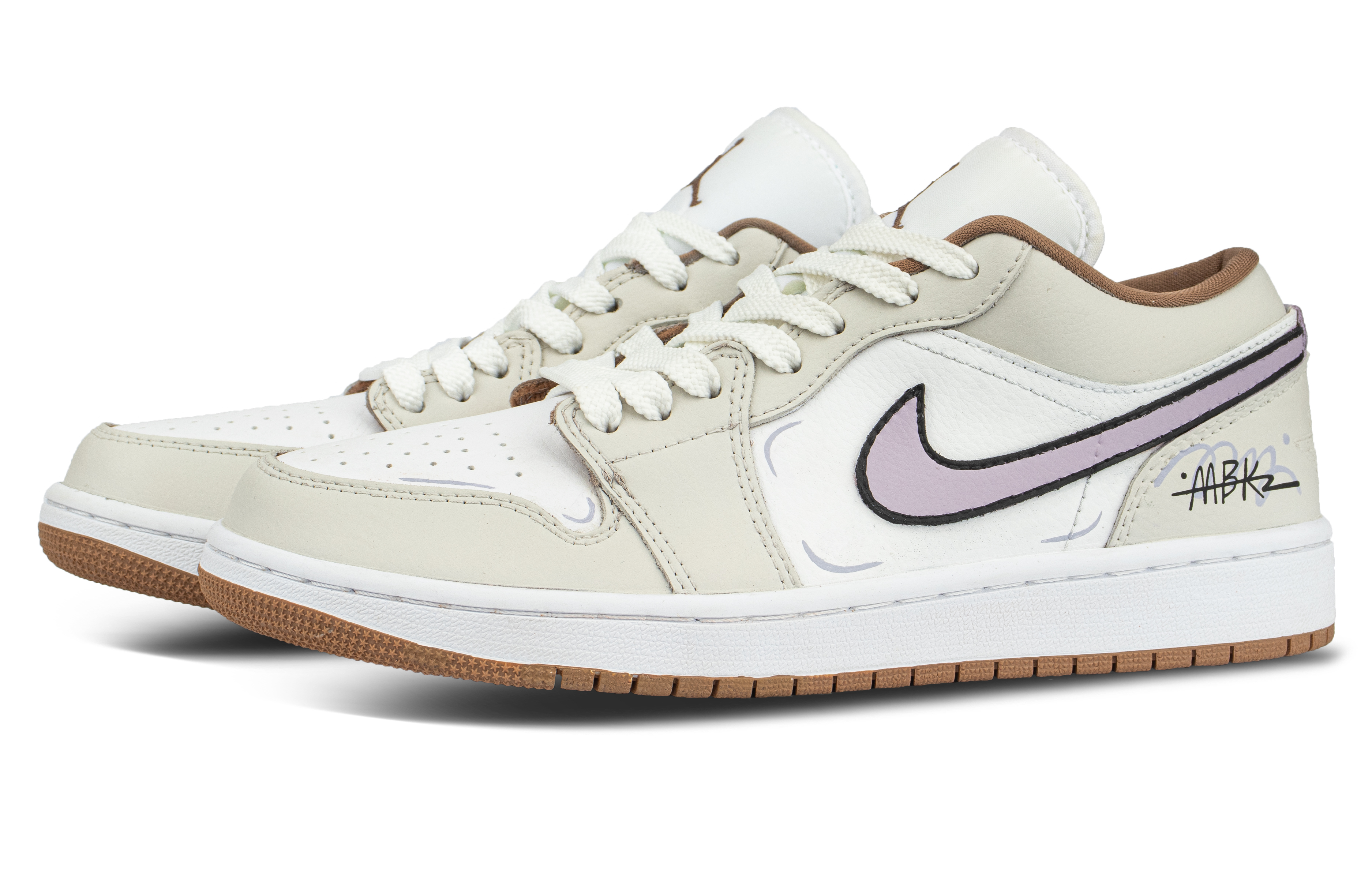 Jordan Air Jordan 1 Cushioning Low top Vintage Basketball Shoes Unisex Beige