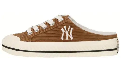 MLB Playball Mule Fleece Lined Comfortable Abrasion Resistant Lightweight Thermal Low top Canvas Shoes Unisex Brown