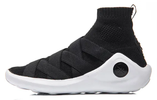 LiNing Li Ning Wade Series 3 Wade Enlightenment Fabric One-piece weaving Shock-absorbing, non-slip, wear-resistant, breathable and lightweight, high-top, retro basketball shoes, women's black and white