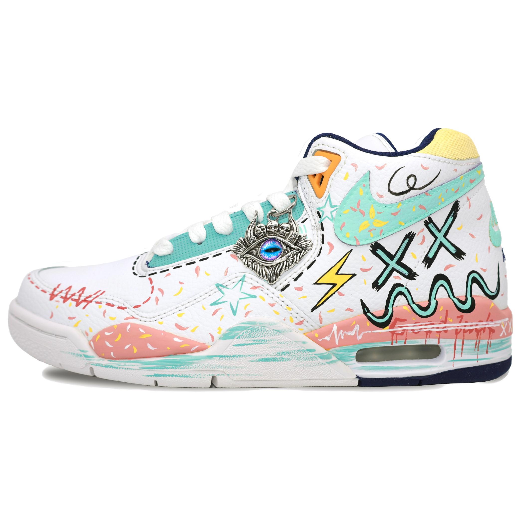 Nike Flight Legacy Mid top Basketball Shoes Unisex White Cyan