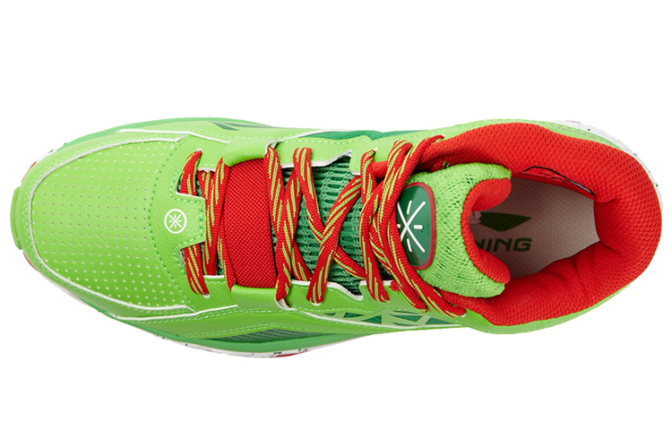 Li Ning Wade Fission 2.5 Mid top Basketball Shoes Unisex Green Red