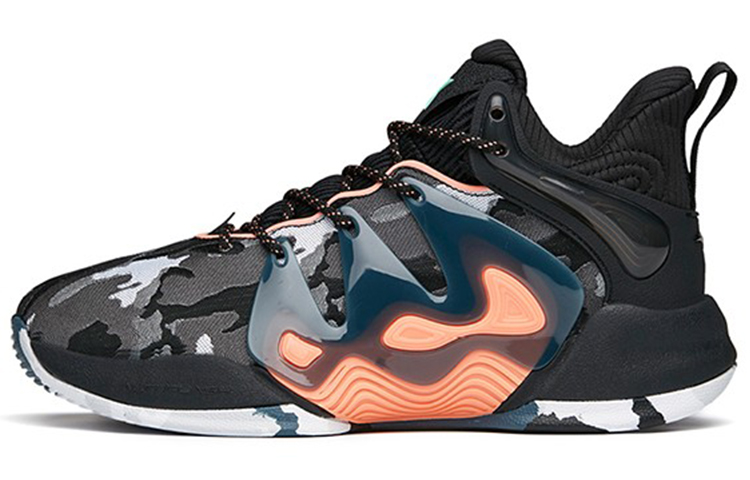 Anta Mountain 1 Abrasion Resistant Slip Resistant Mid top Performance Basketball Shoes Men’s Black White Gray