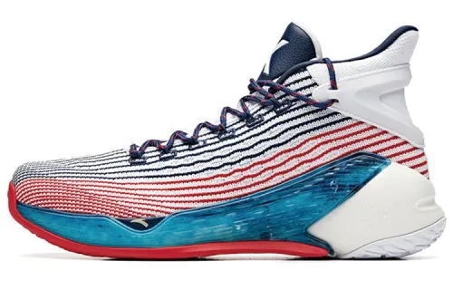 Anta KT4 comfortable and versatile mesh shock-absorbing, non-slip and wear-resistant high-top basketball shoes men's blue white red