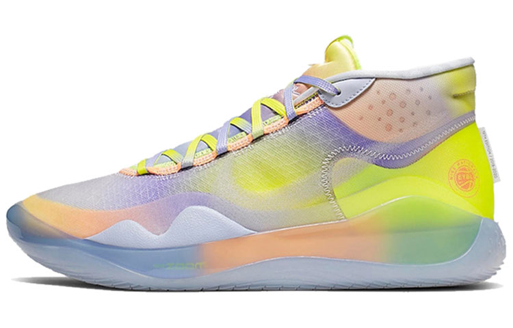 Nike KD 12 EYBL Yellow Purple Pulse Practical Round Head Middle Basketball Shoes Men's Yellow