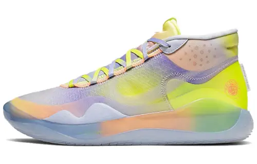 Nike KD 12 EYBL Yellow Purple Pulse Practical Round Head Middle Basketball Shoes Men's Yellow