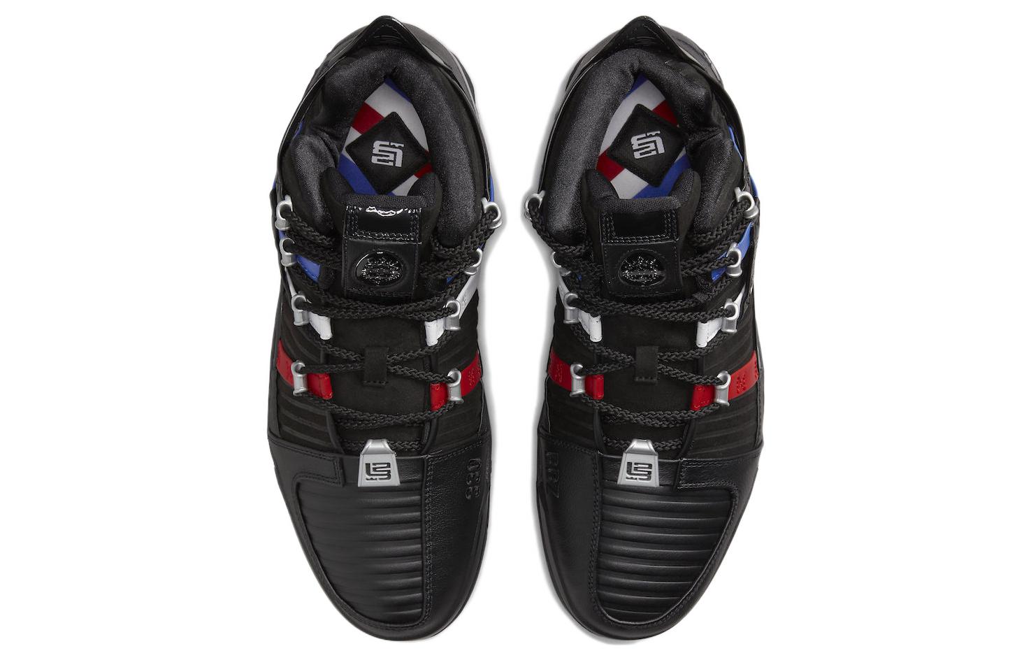 Мужские кроссовки Nike Lebron 3 (черно-красно-синие) — Чёрный / красный / синий — фото 4