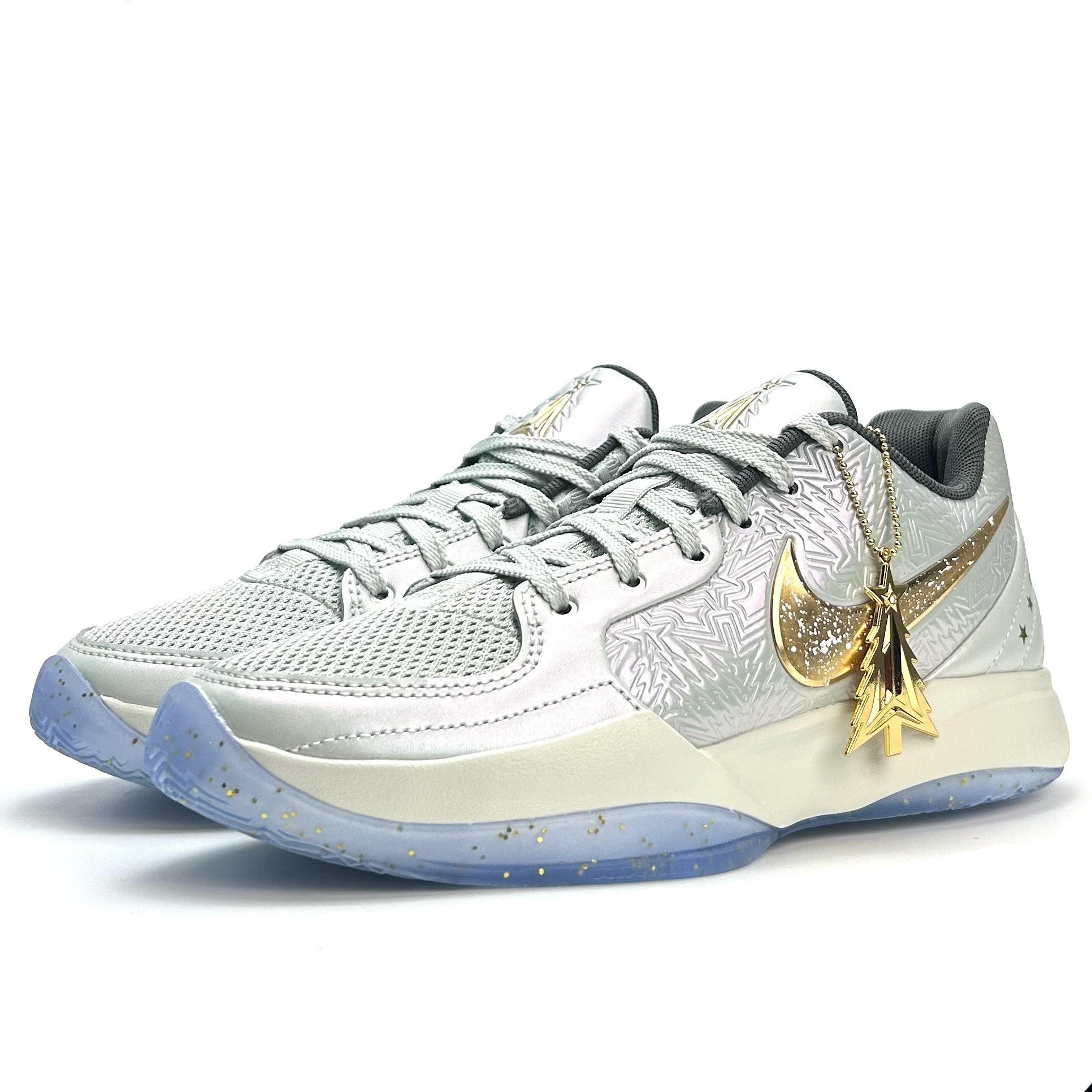 Nike Ja Morant 2 Cushioning Slip Resistant Abrasion Resistant Low top Basketball Shoes Unisex White Gold