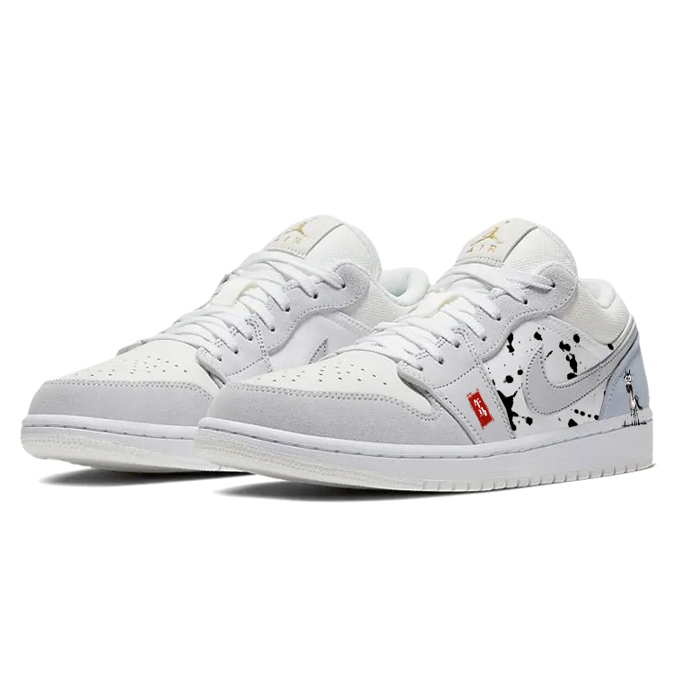 Jordan Air Jordan 1 Vintage Basketball Shoes Unisex Low Top White/Gray