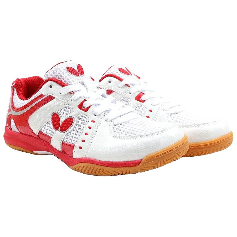 Butterfly Slip Resistant Abrasion Resistant Low top Table Tennis Shoes Unisex White Red