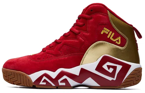 FILA MB1 Synthetic Leather, Leather Mid top Vintage Basketball Shoes Men's Red Gold