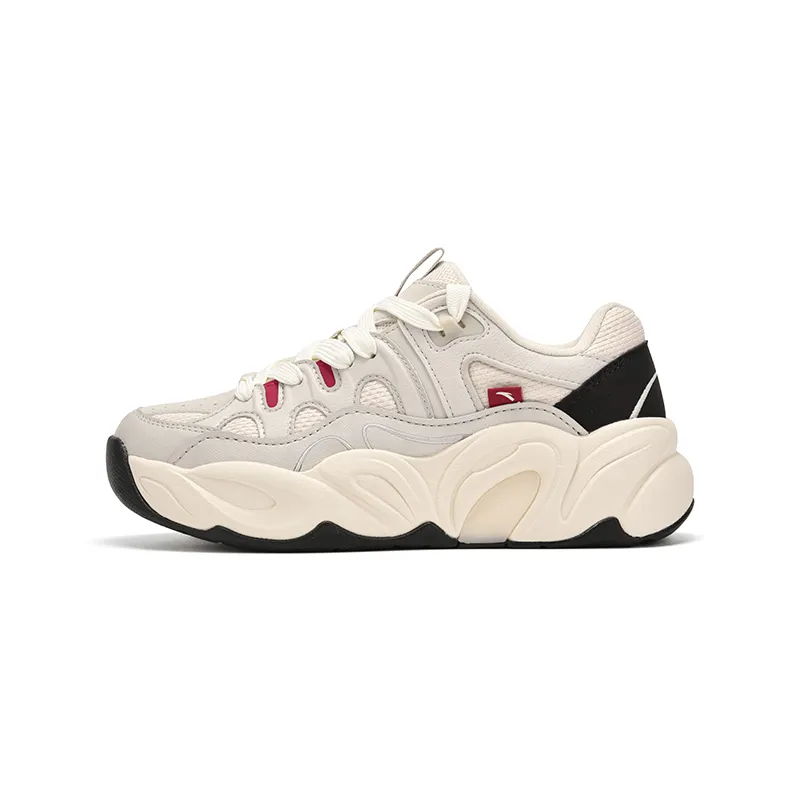 Anta Floral Shoes Wear resistant And Waterproof Low top Chunky Sneakers Women's Shade 1 Gray/Belly White