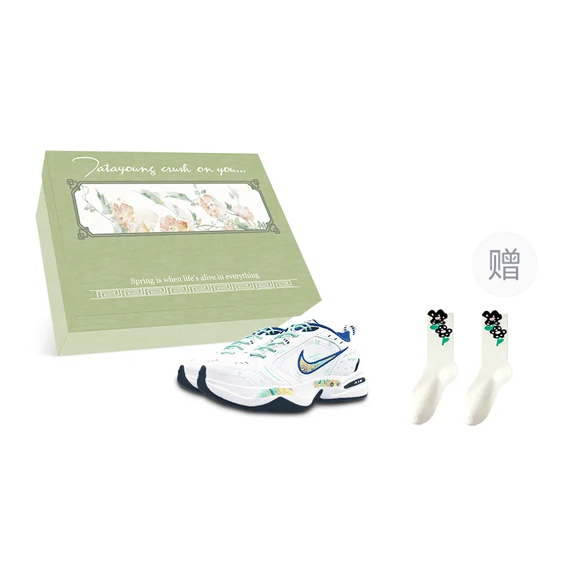 Nike Air Monarch 4 Support Coverage Moisture Wicking Low top Chunky Sneakers Unisex White Blue Green