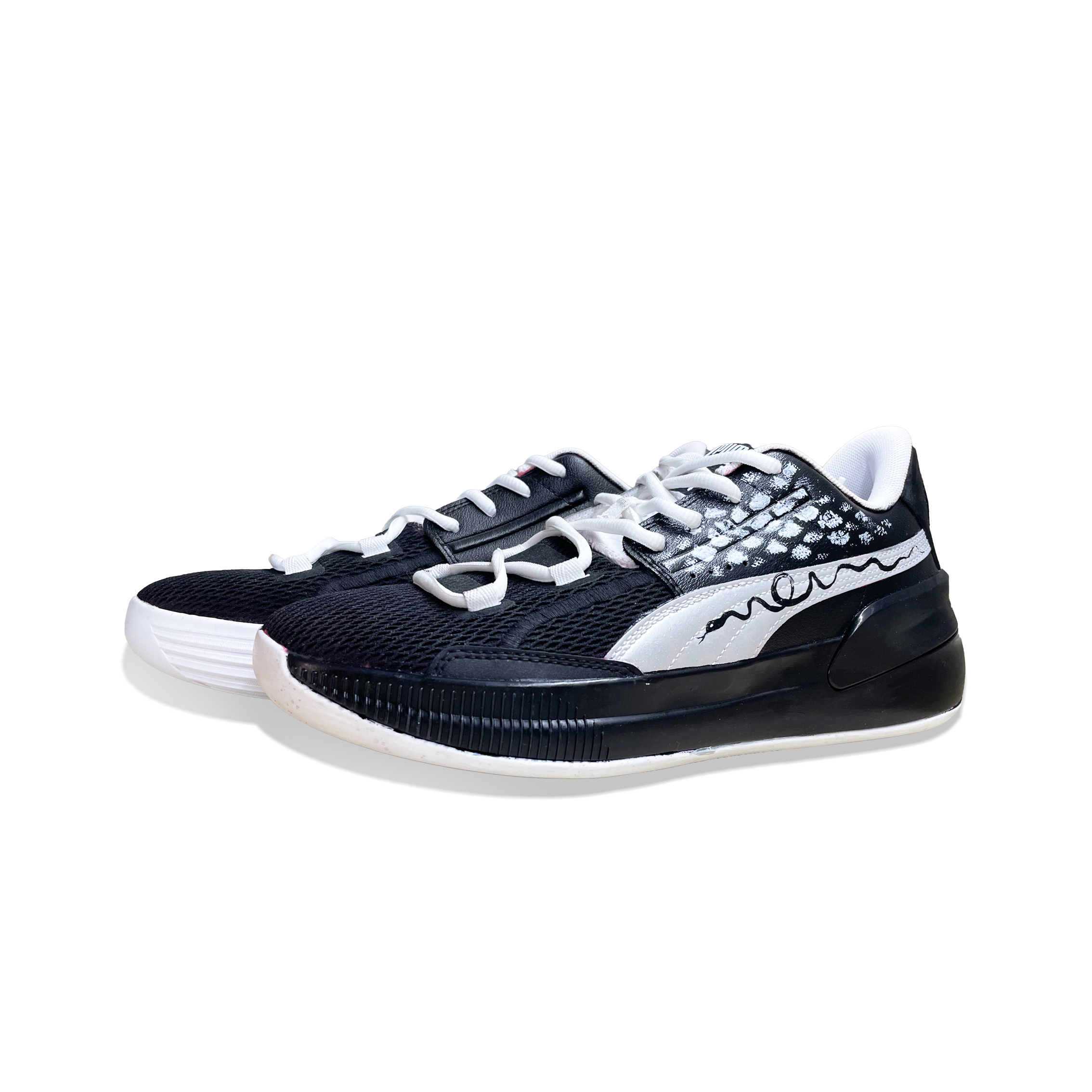 PUMA Clyde Hardwood Team Snake Tracks Low top Basketball Shoes Unisex Black