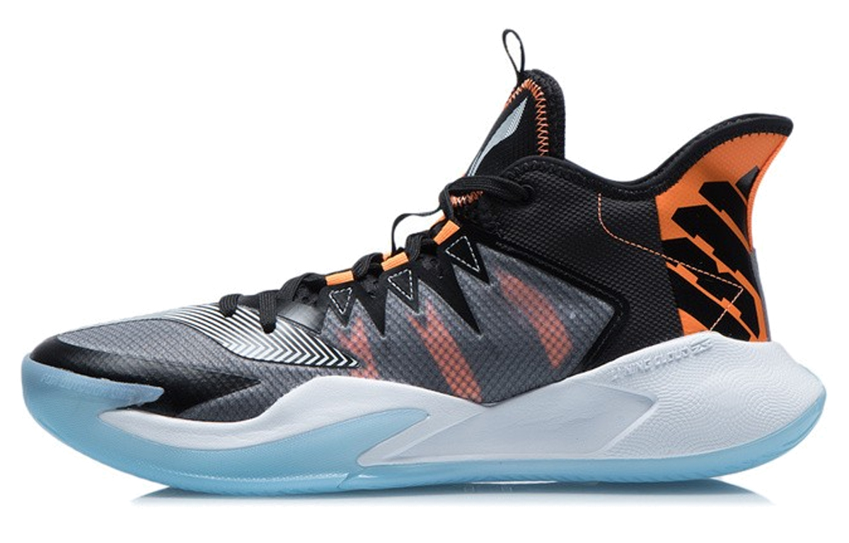 Li Ning Storm 2021 Basketball Shoes Men's Mid Top Black/White/Orange