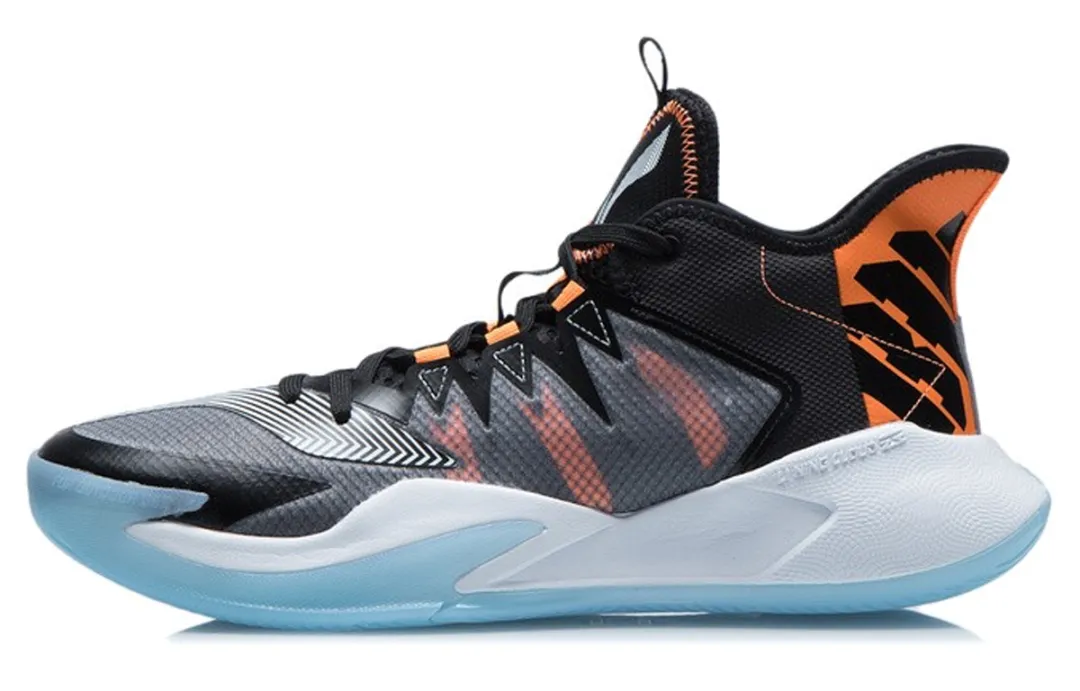 Li Ning Storm 2021 Basketball Shoes Men's Mid Top Black/White/Orange
