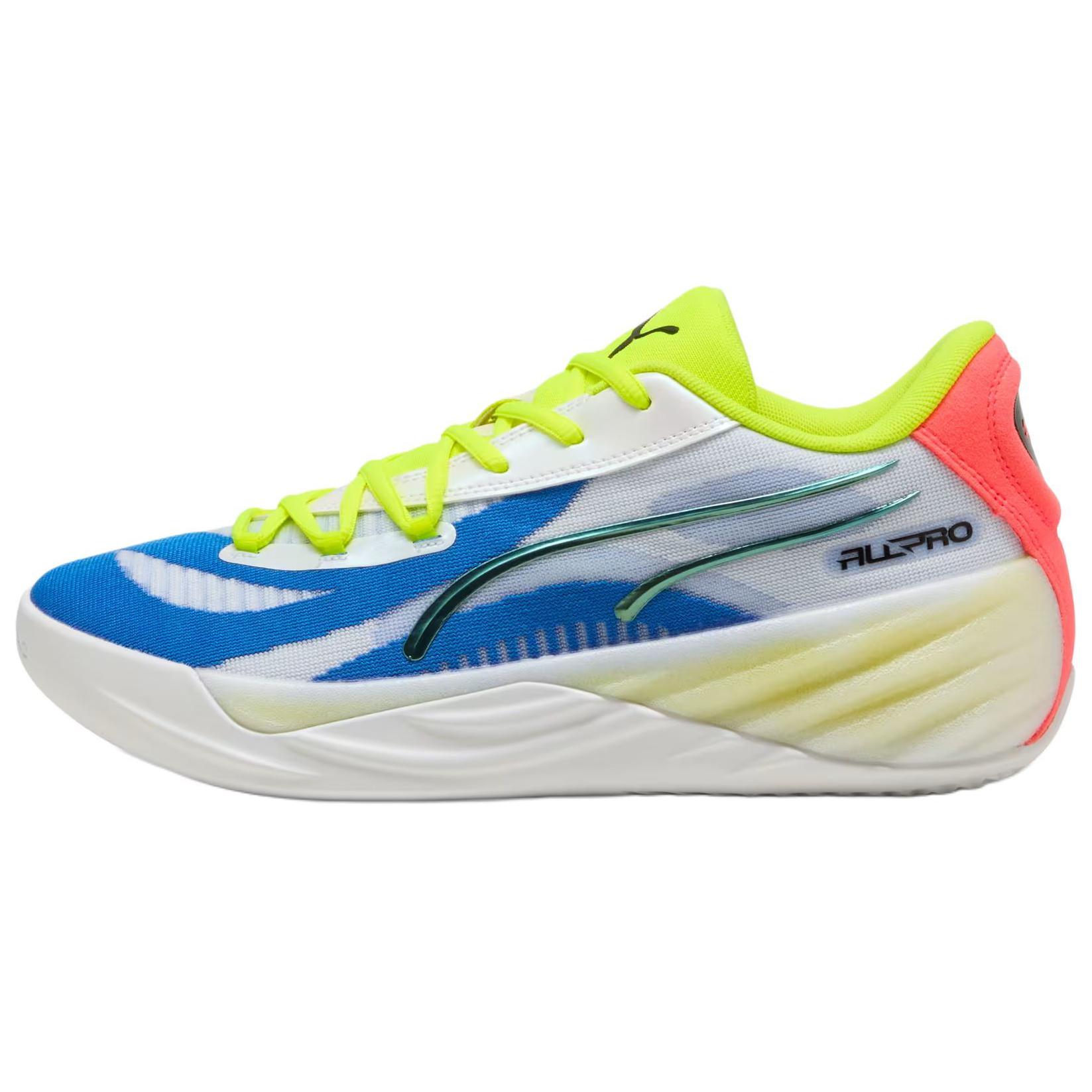 PUMA All Pro Nitro Slip Resistant Abrasion Resistant Low top Basketball Shoes Men’s White Blue
