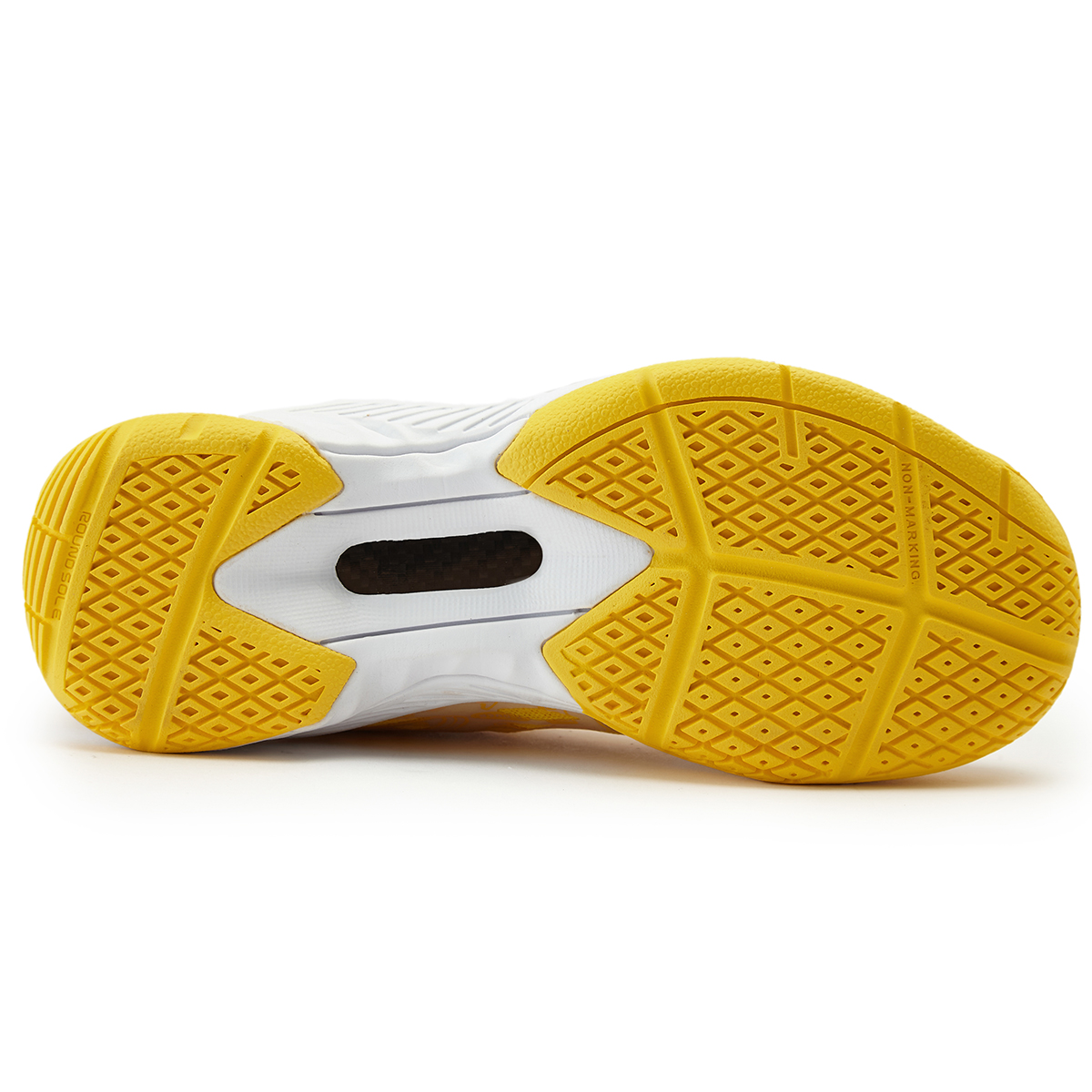 KUMPOO Cushioning Slip Resistant Coverage Low top Badminton Shoes Unisex White/Yellow Color