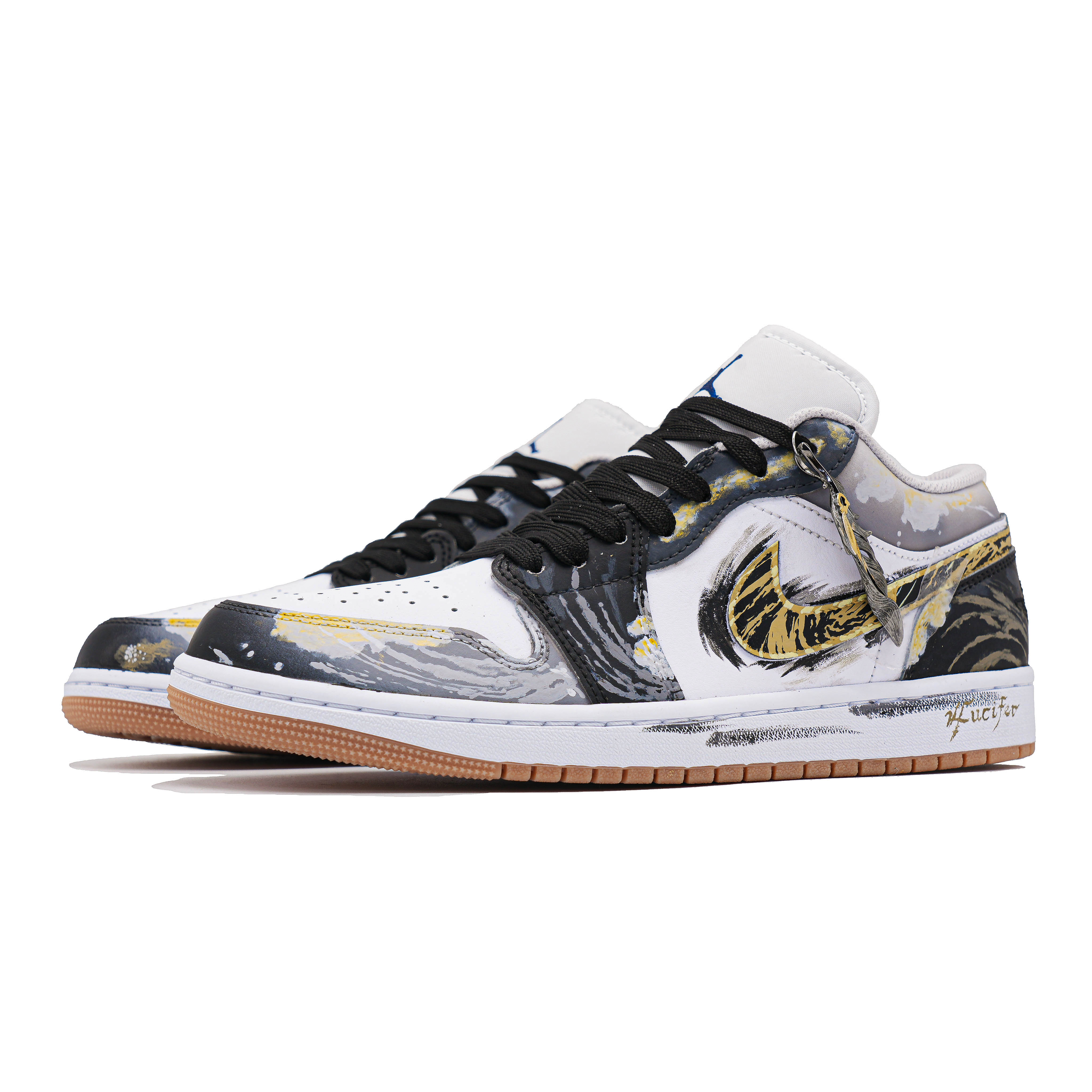 Jordan Air Jordan 1 Lucifer Abrasion Resistant Abrasion Resistant Low top Vintage Basketball Shoes Men’s Black Gold
