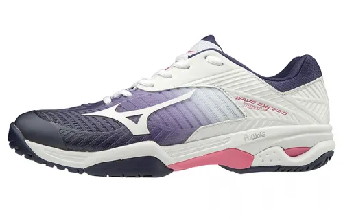 Mizuno Textile, Synthetic Leather Abrasion Resistant Low top Tennis Shoes Women's White Purple