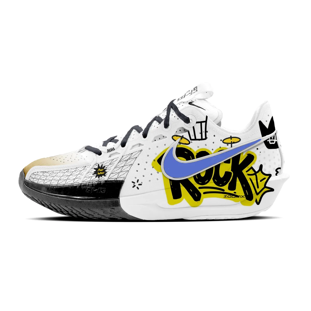 Nike G.T. Cut 3 ROCK Cushioning Abrasion Resistant Support Low top Basketball Shoes Unisex Black Yellow