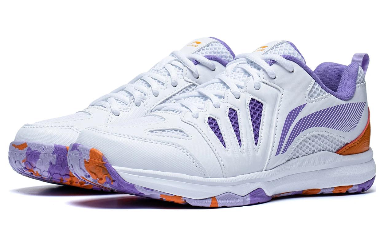 Li Ning Ace Fabric Slip Resistant Abrasion Resistant Low top Badminton Shoes Women’s White Purple