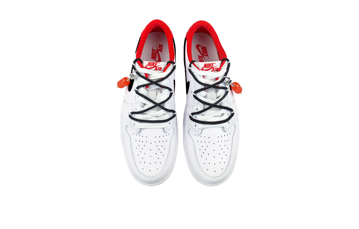 Jordan Air Jordan 1 Abrasion Resistant Slip Resistant Low top Vintage Basketball Shoes Unisex White Red