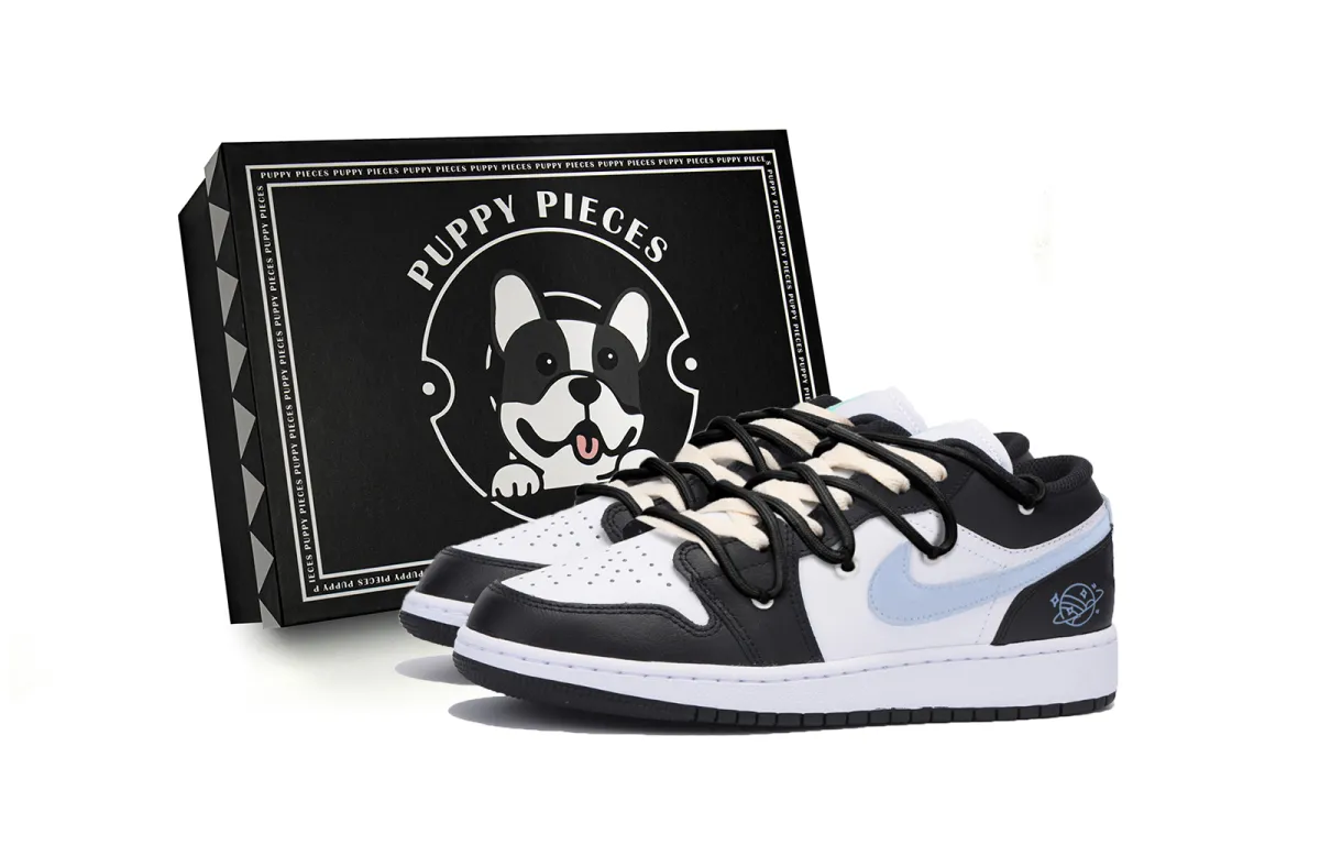 Jordan Air Jordan 1 Abrasion Resistant Slip Resistant Low top Vintage Basketball Shoes Men's Black Blue