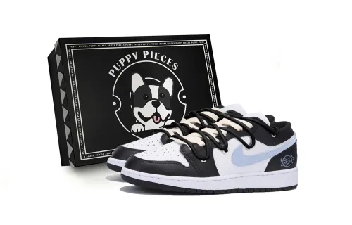 Jordan Air Jordan 1 Abrasion Resistant Slip Resistant Low top Vintage Basketball Shoes Men's Black Blue