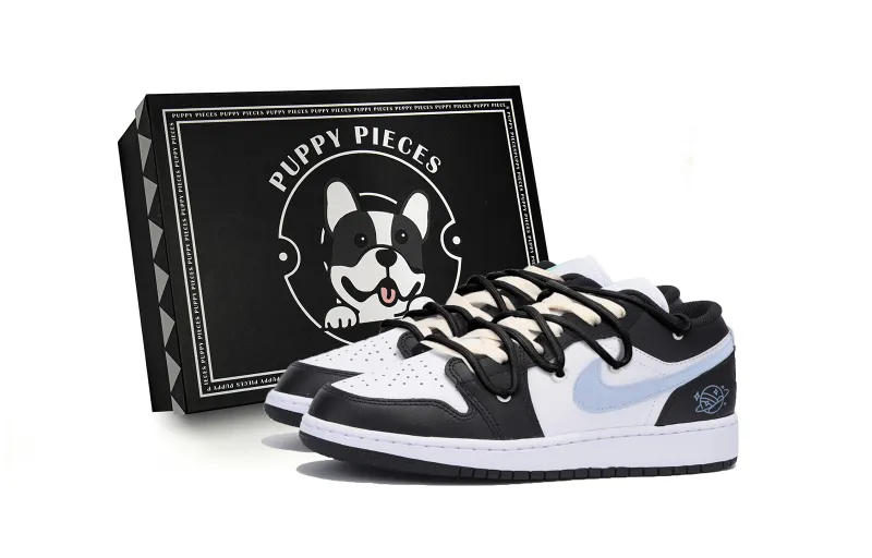 Jordan Air Jordan 1 Abrasion Resistant Slip Resistant Low top Vintage Basketball Shoes Men's Black Blue