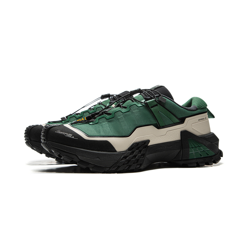 Li Ning Outdoor CF Tracing, Xingchuan Pro Slip Resistant Abrasion Resistant Low top Hiking Shoes Unisex Gray Green