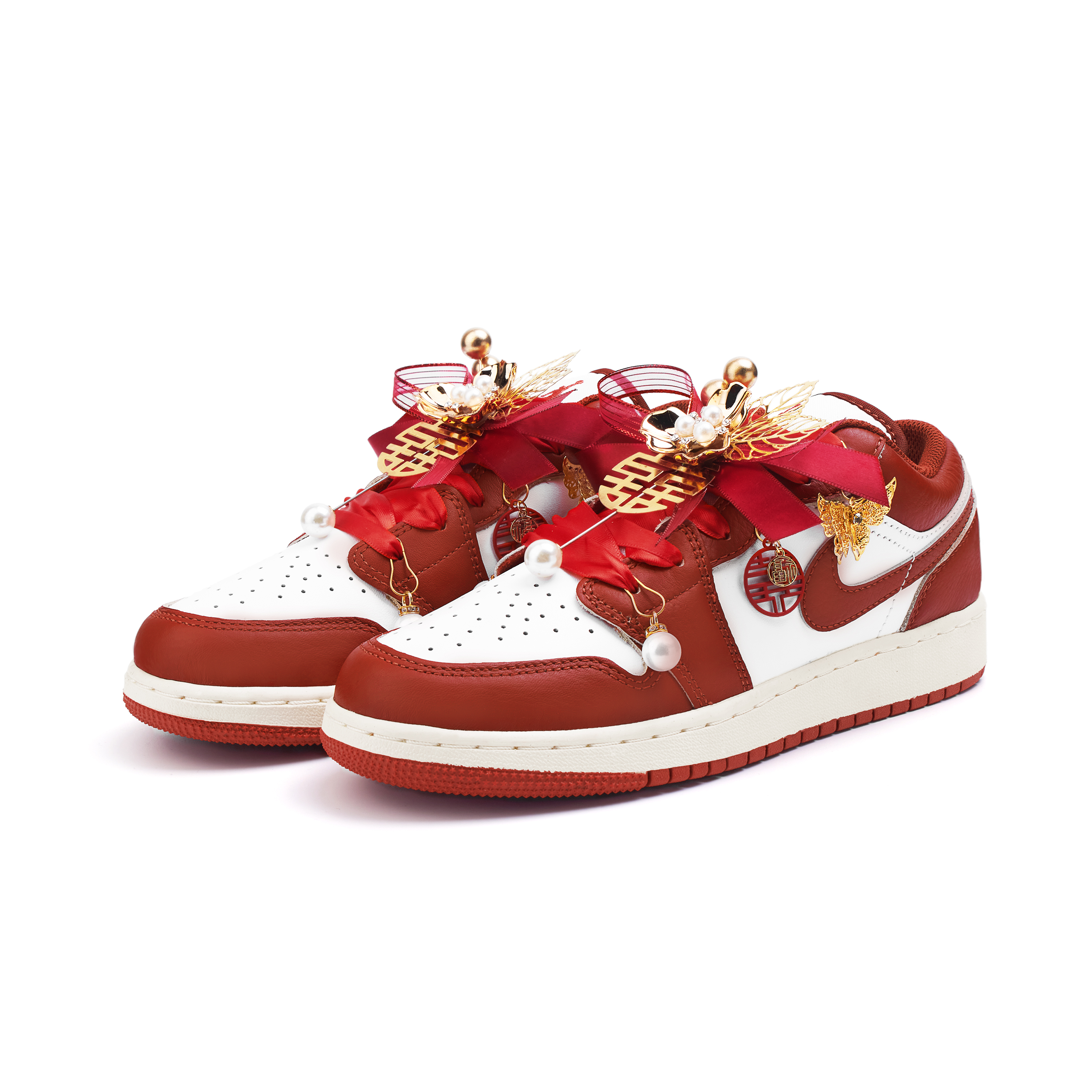 Jordan Air Jordan 1 Slip Resistant Abrasion Resistant Low top Vintage Basketball Shoes Women’s Red
