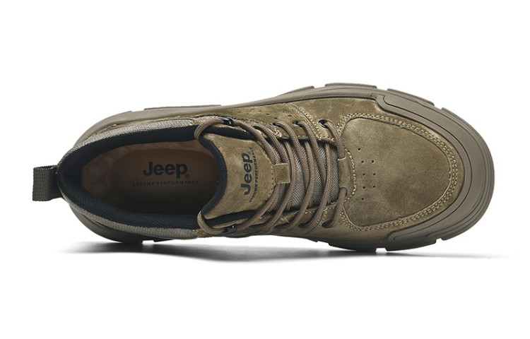 Jeep Textile, Pigskin Comfortable Round Toe Low top Outdoor Shoes Men’s Khaki