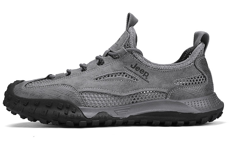 Jeep Cushioning Abrasion Resistant Lightweight Breathable Low top Hiking Shoes Men’s Gray