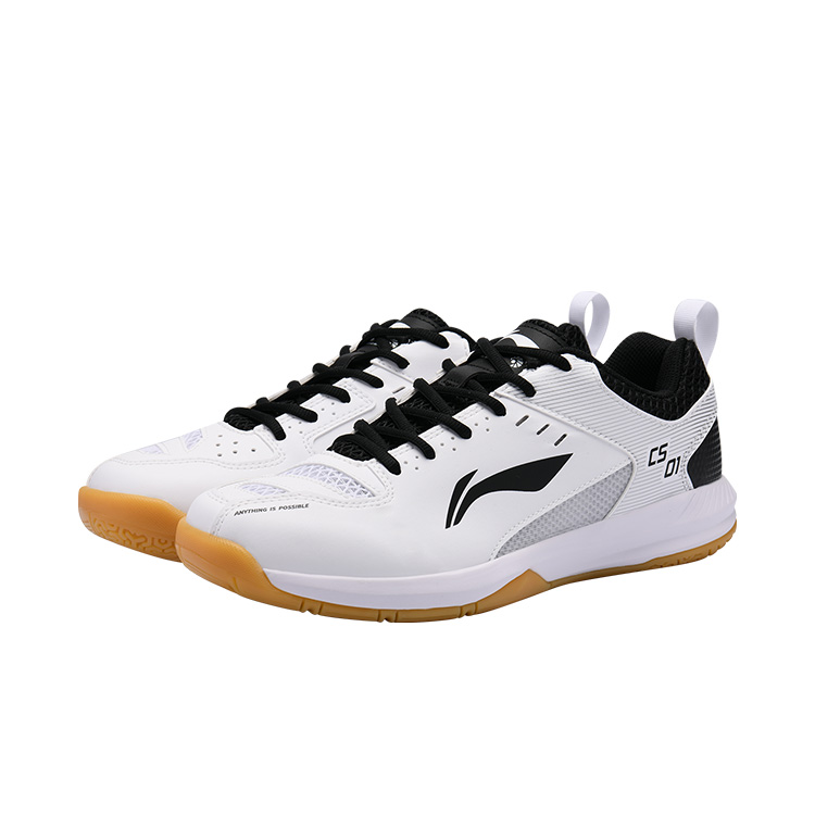 LiNing Feather Shock Absorbers Slip Resistant Abrasion Resistant Breathable Low Top Badminton Shoes Unisex White Black