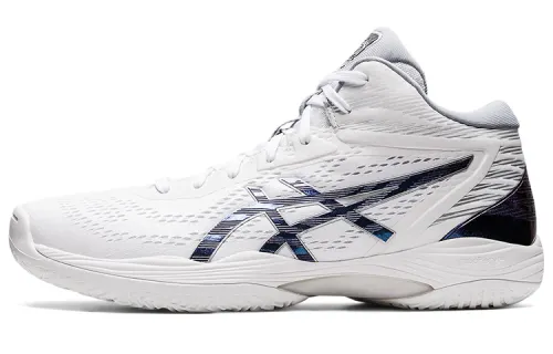 ASICS Gel-Hoop V14 comfortable and versatile wear-resistant mid-cut basketball shoes for men and women, white and blue
