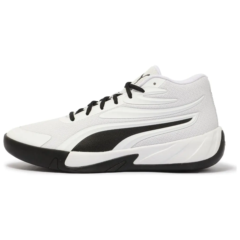 PUMA Court Pro Slip Resistant Abrasion Resistant Mid top Basketball Shoes Unisex White Black