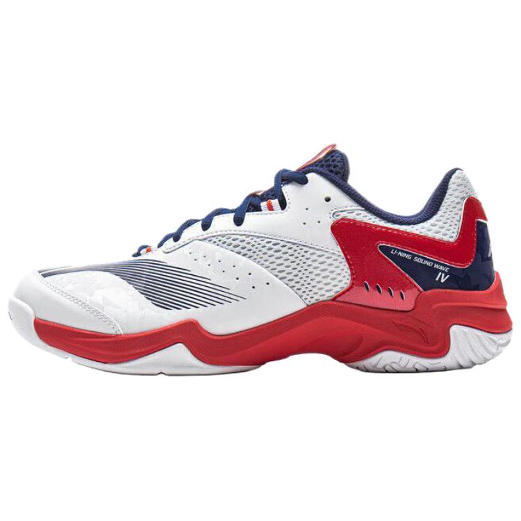 Li Ning Abrasion Resistant Breathable Low top Badminton Shoes Unisex White Red