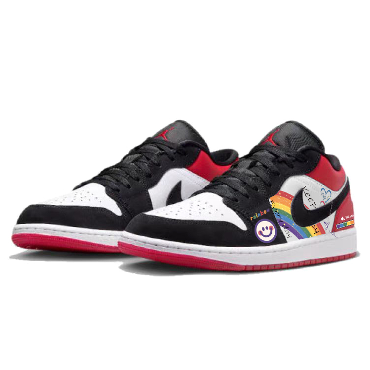 Jordan Air Jordan 1 Slip Resistant Abrasion Resistant Low top Vintage Basketball Shoes Unisex Red