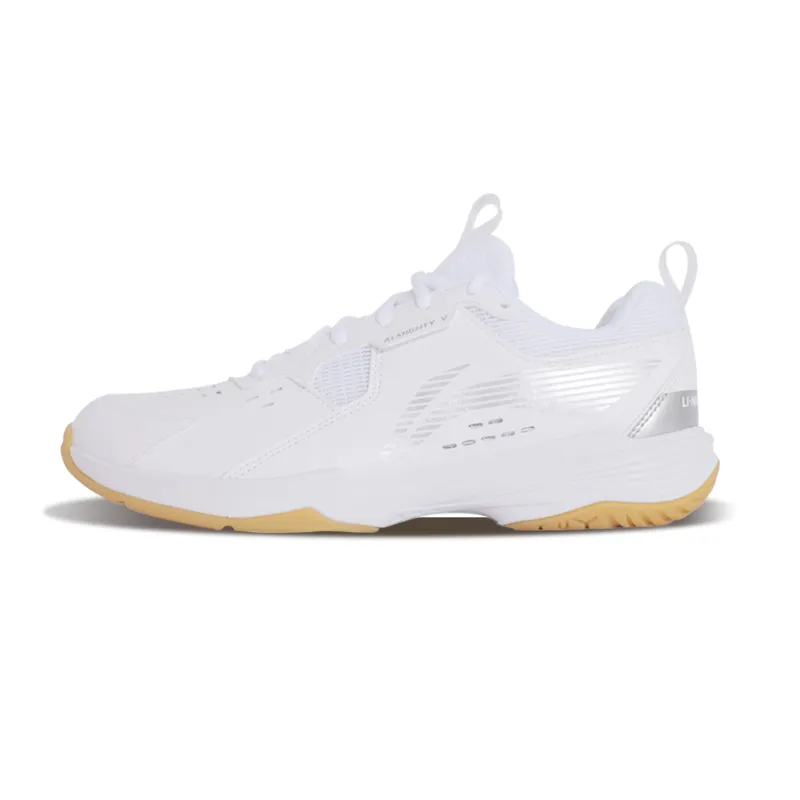 Li Ning Ace Ⅴ Cushioning Slip Resistant Abrasion Resistant Breathable Mid top Badminton Shoes Unisex White