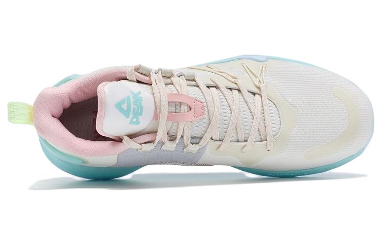 PEAK Cavalry Cushioning, Wear Resistant Low top Performance Basketball Shoes Men’s White Cyan Pink