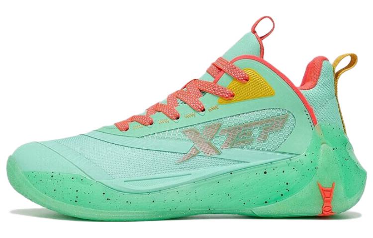 XTEP Demon 3.5 Soft And Comfortable Cushioning Slip Resistant Abrasion Resistant Mid top Basketball Shoes Blue Green
