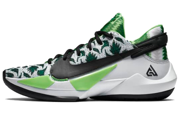 Nike Freak 2 Zoom\"Naija\" Antetokounmpo, sports comfort, shock absorption and anti-slip, low top, practical basketball shoes, men's white and green, foreign version