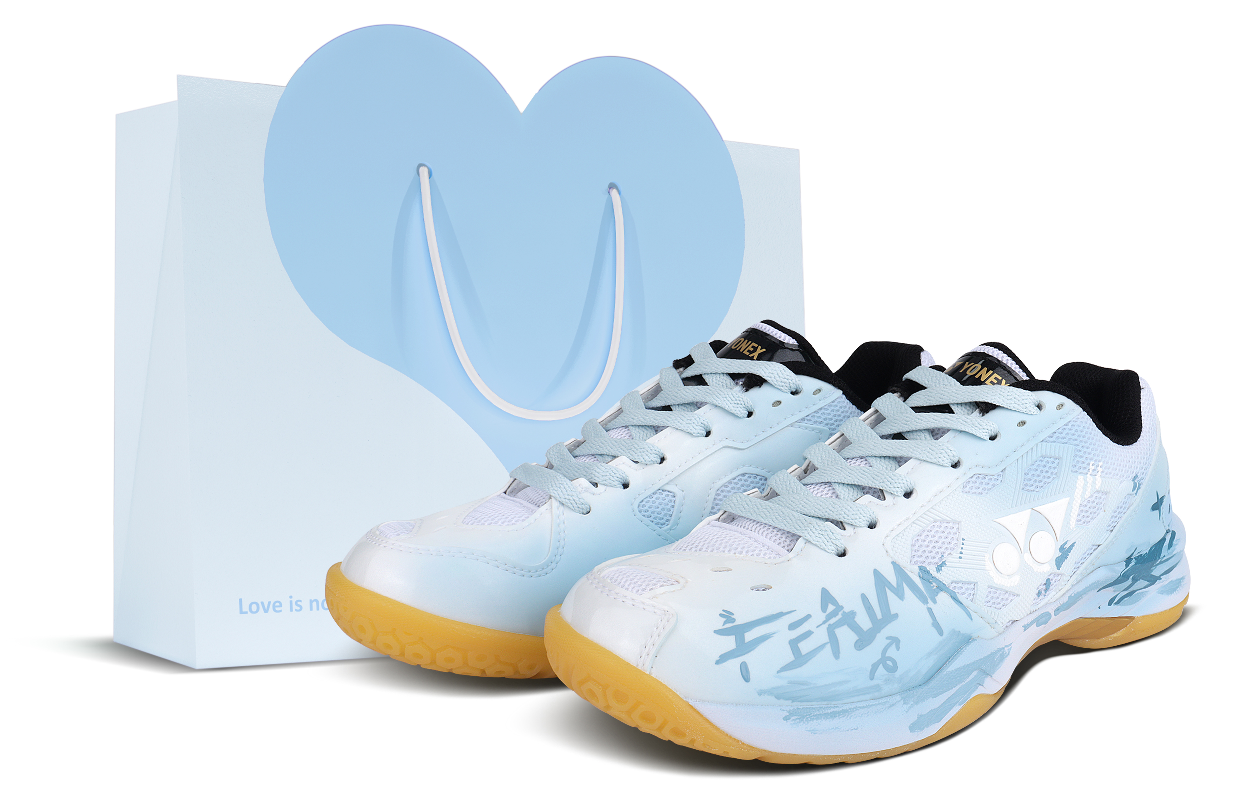 YONEX Power Cushion Abrasion Resistant Breathable Low top Badminton Shoes Unisex Light Blue