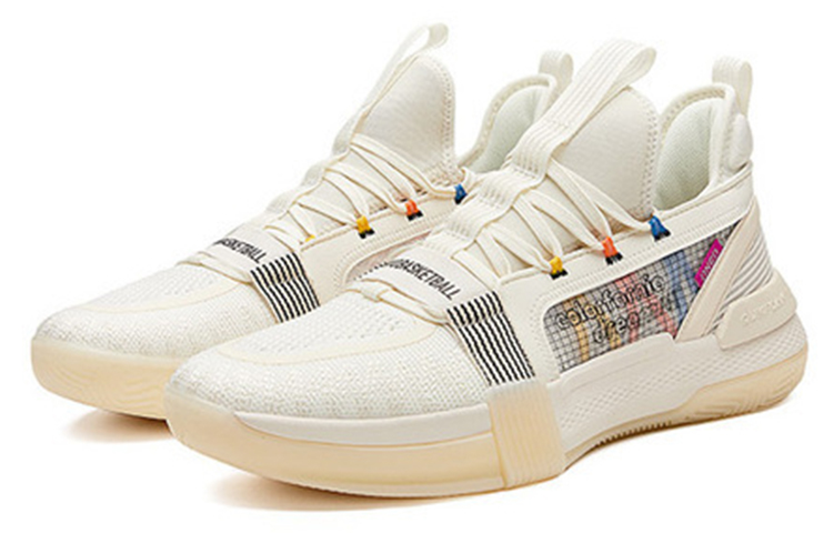 361° Burning War Q Rebound Technology Cushioning Rebound Mid top Performance Basketball Shoes Men’s Ecru