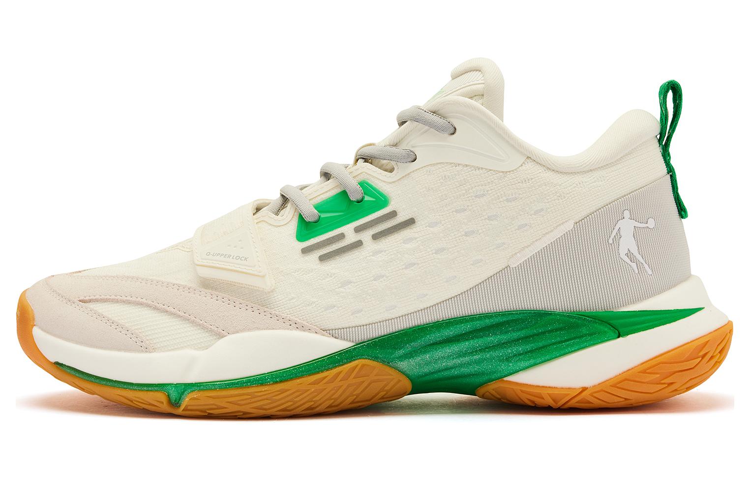 QIAODAN Wind Blade Fly By Q KUNGFU LIGHT Cushioning Slip Resistant Breathable Low top Basketball Shoes Men’s Ivory