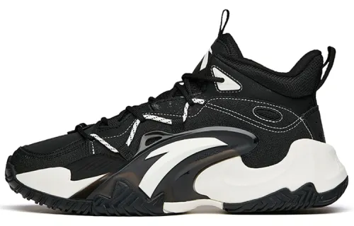 Anta Basketball Collection Abrasion Resistant Slip Resistant Mid top Basketball Shoes Men's Black White