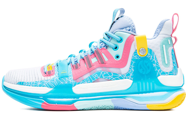361° AG1 Pro Ice Rocky Mesh Cushioning Slip Resistant Abrasion Resistant Mid top Basketball Shoes Men’s Blue Pink